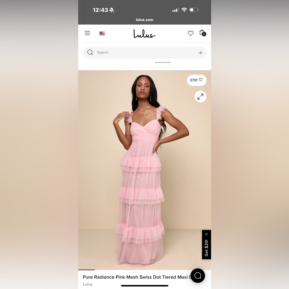 Lulu's Blush Mesh Tiered Maxi Dress